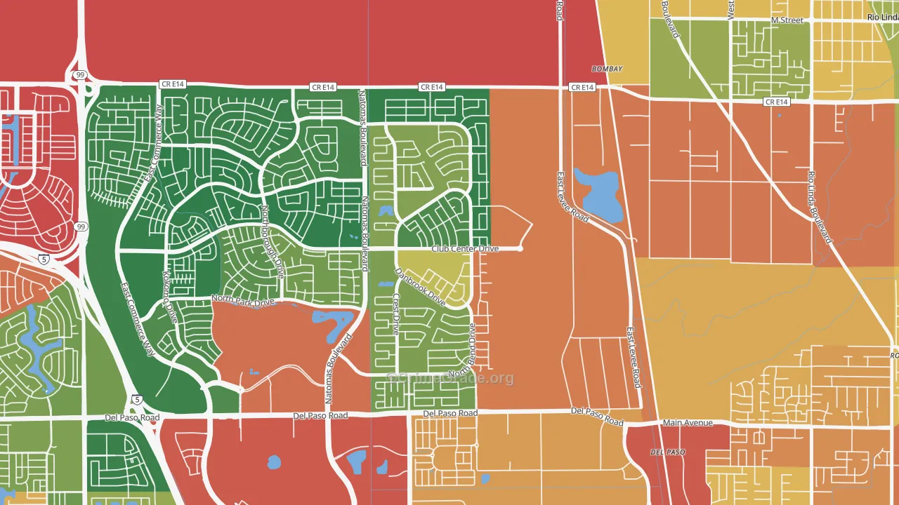 Village 12, Sacramento, CA Map of Robbery Rates
