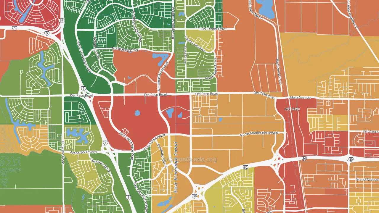 Village 5, Sacramento, CA Map of Robbery Rates