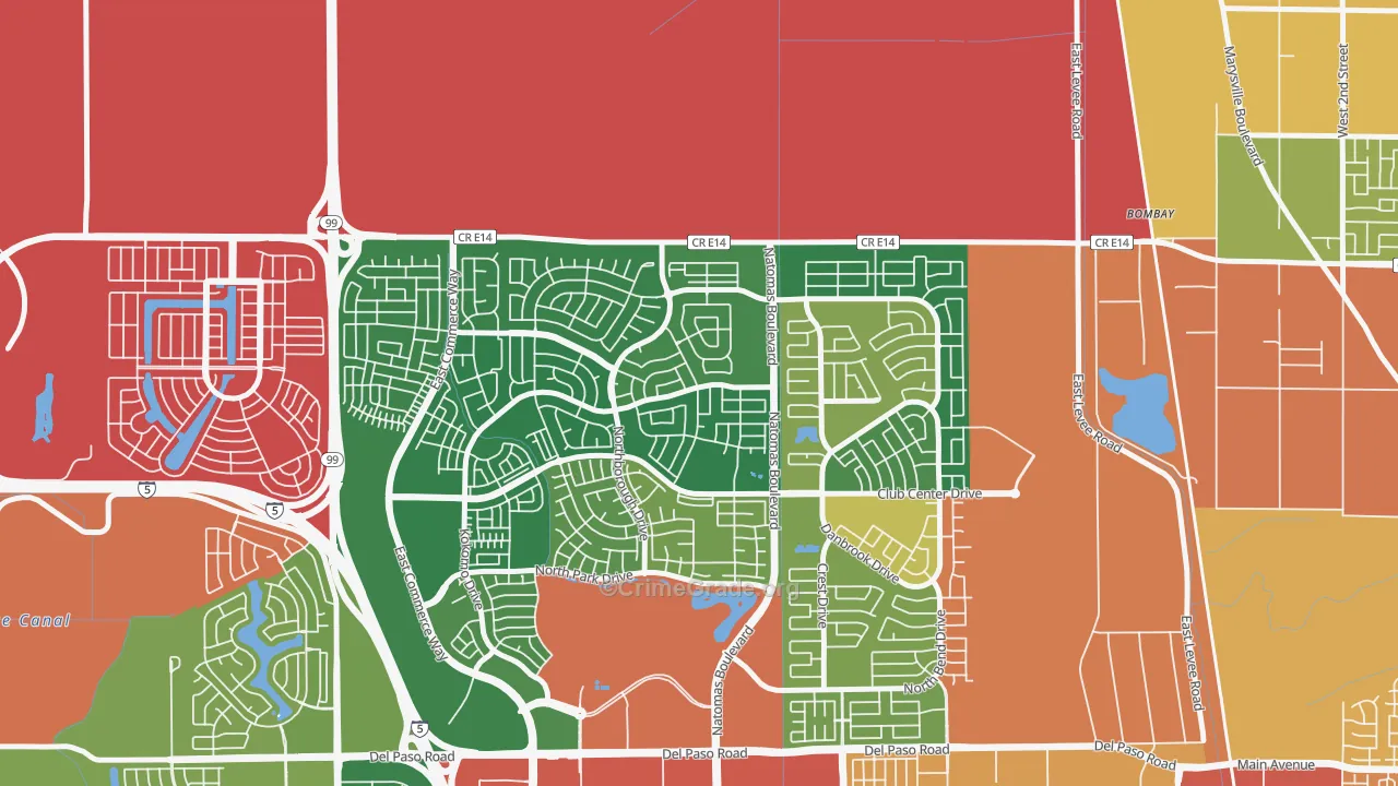 Village 9, Sacramento, CA Map of Robbery Rates