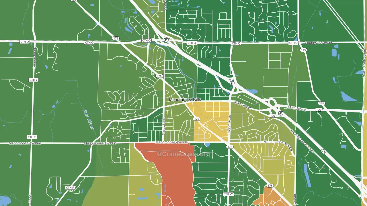 Village Centre, Menomonee Falls, WI Map of Robbery Rates