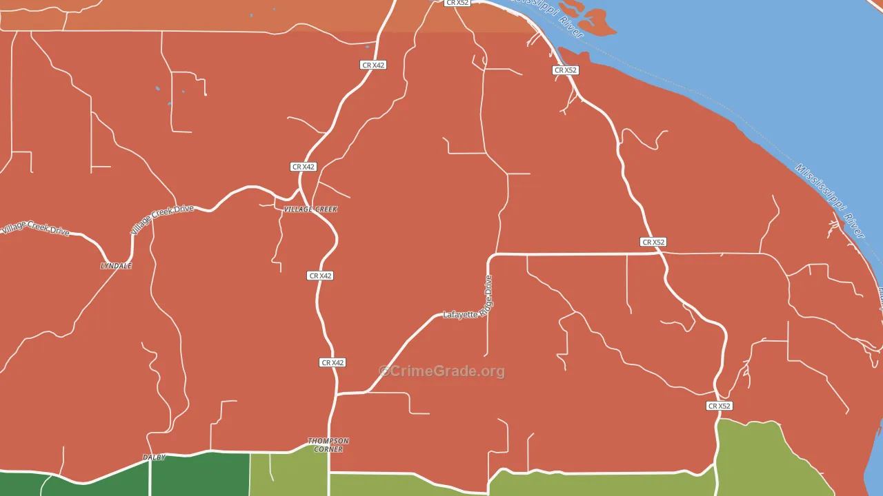 Village Creek, IA Map of Robbery Rates