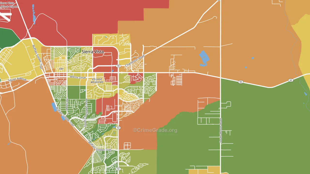 Village Meadows, AZ Map of Robbery Rates