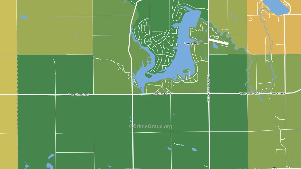 Village of Lake Isabella, MI Map of Robbery Rates
