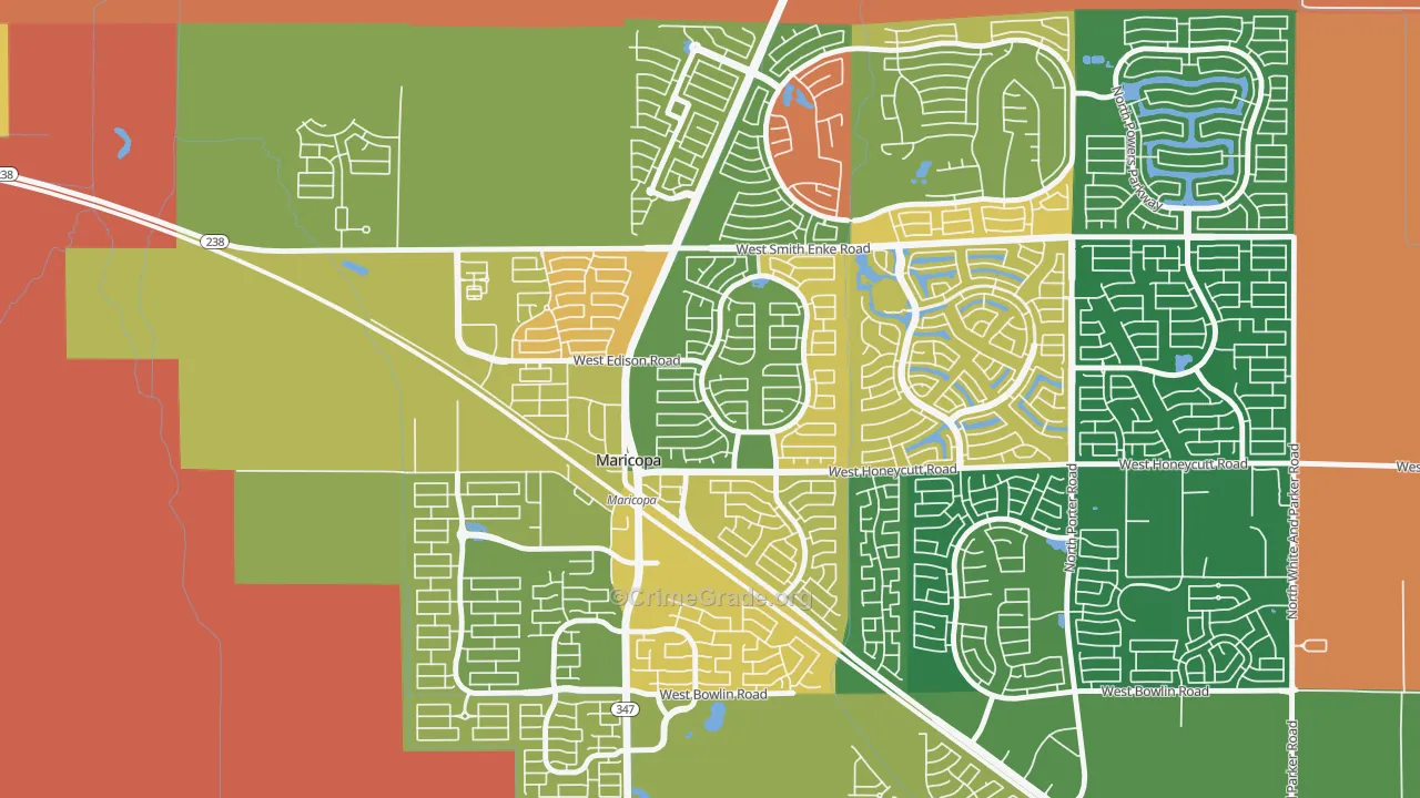 Villages at Rancho El Dorado, Silver Bell, AZ Map of Robbery Rates