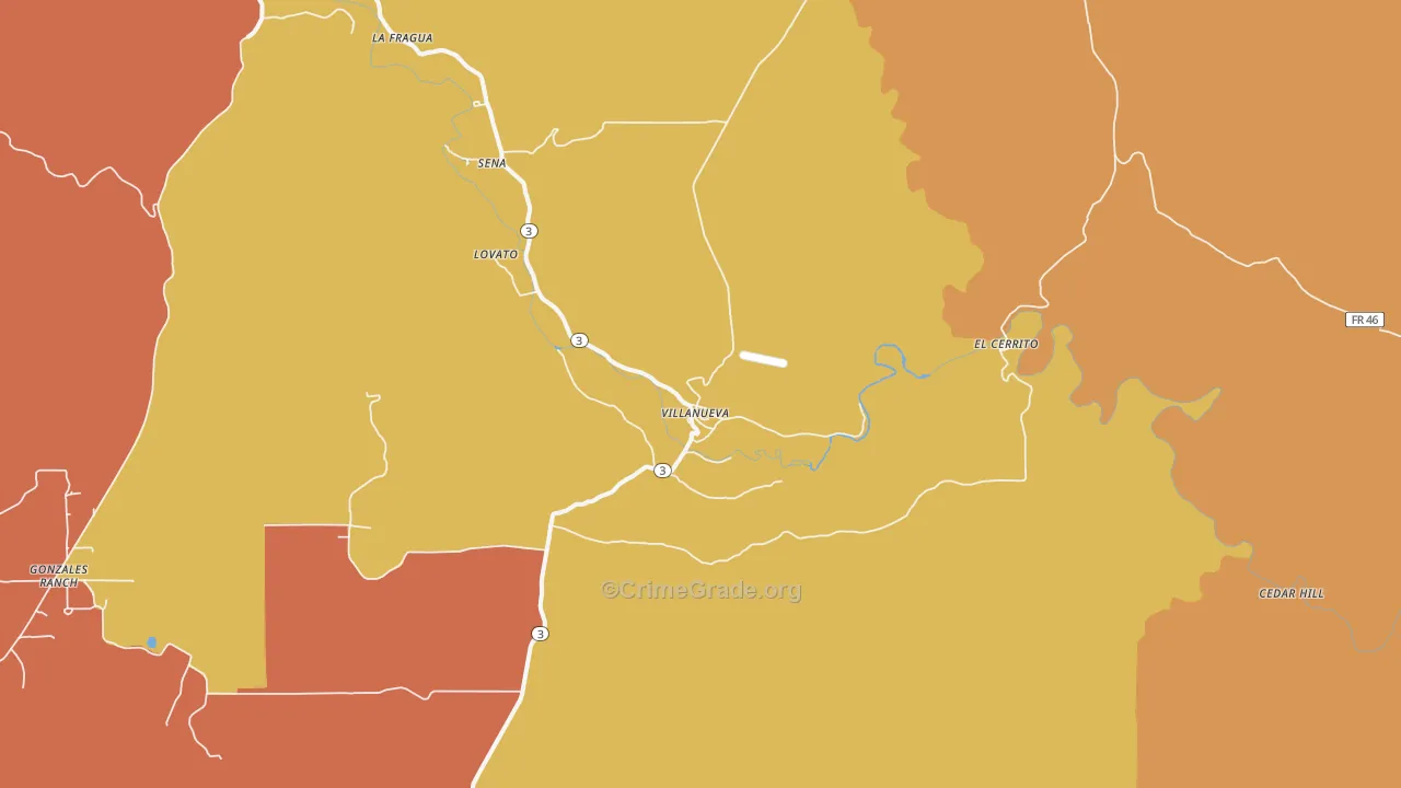 Villanueva, NM Map of Robbery Rates