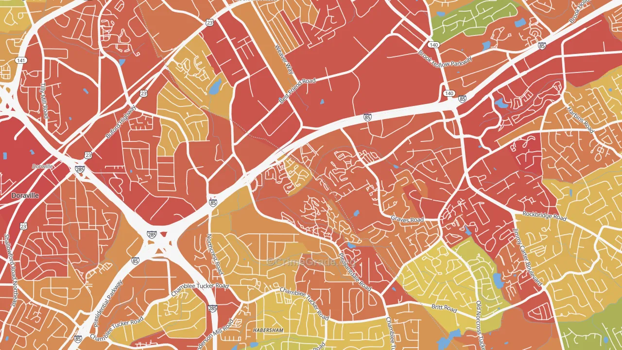 Villas at Norcross, Norcross, GA Map of Robbery Rates