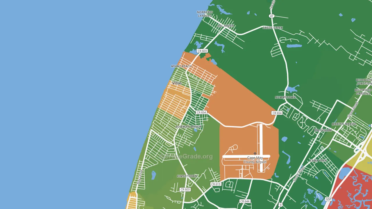 Villas, NJ Map of Robbery Rates