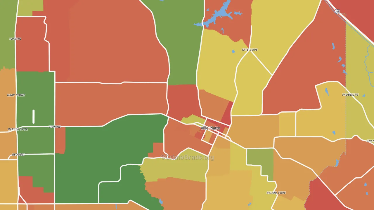 Ville Platte, LA Map of Robbery Rates