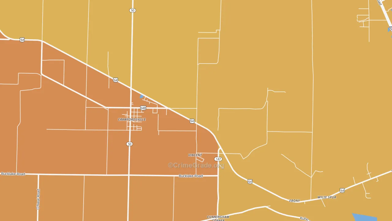 Vincent, AR Map of Robbery Rates