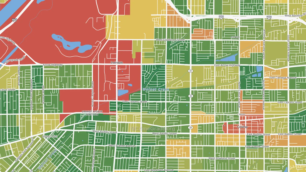 Vincent, CA Map of Robbery Rates