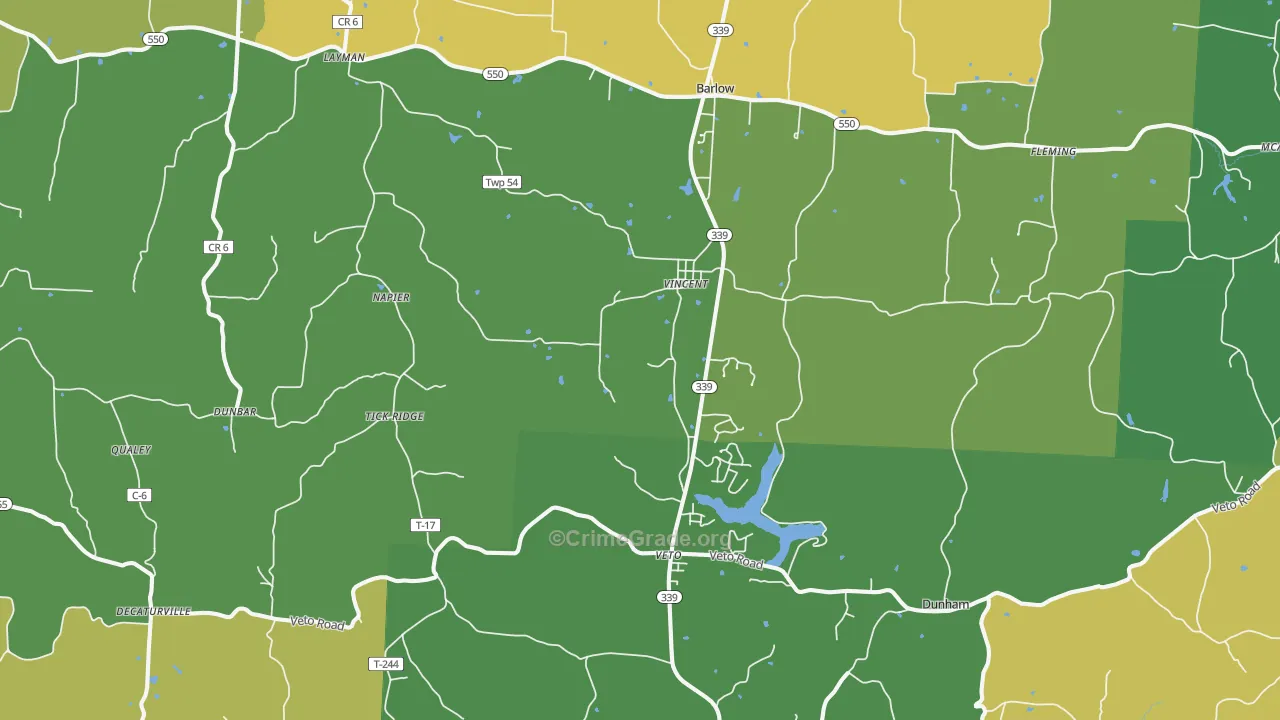Vincent, OH Map of Robbery Rates