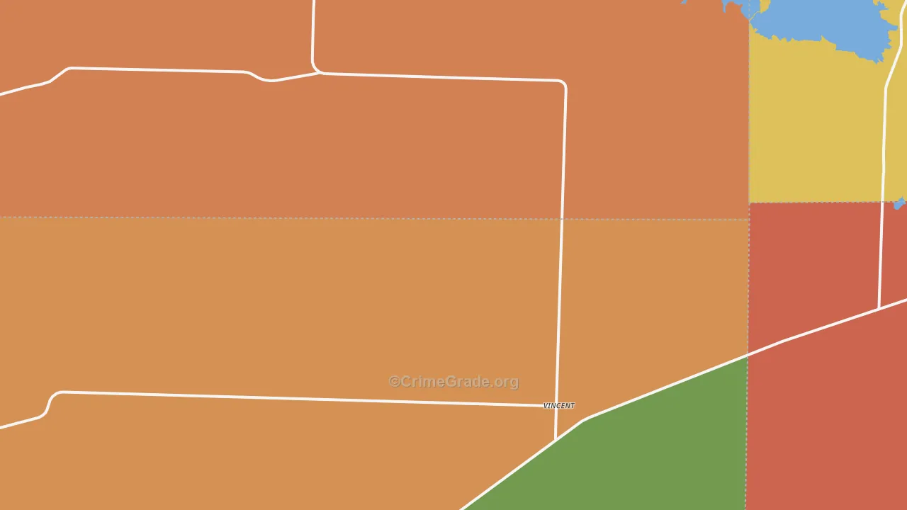 Vincent, TX Map of Robbery Rates