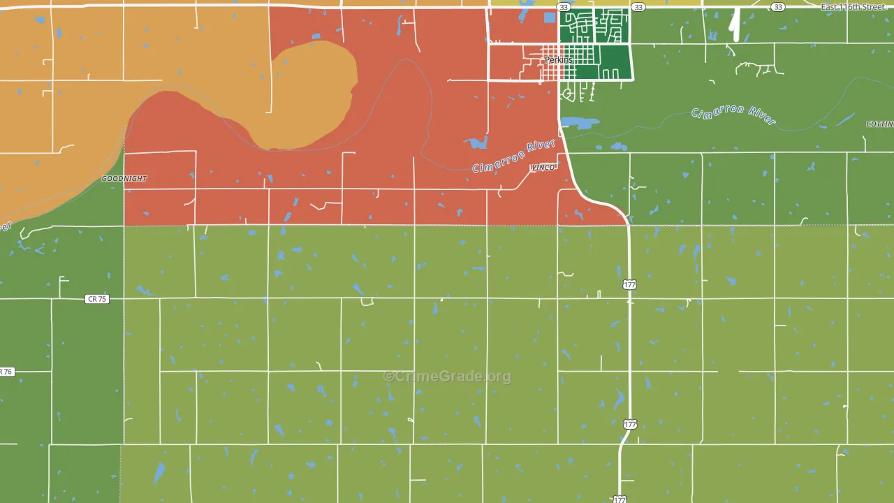 Vinco, OK Map of Robbery Rates