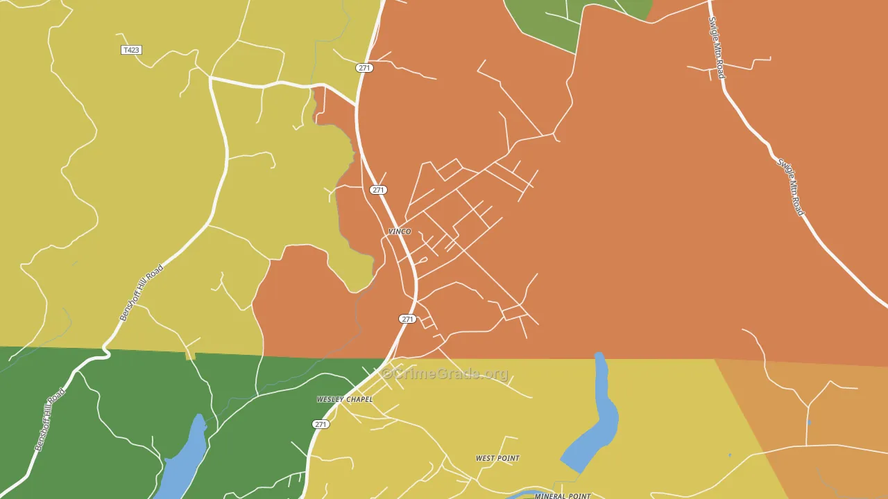 Vinco, PA Map of Robbery Rates