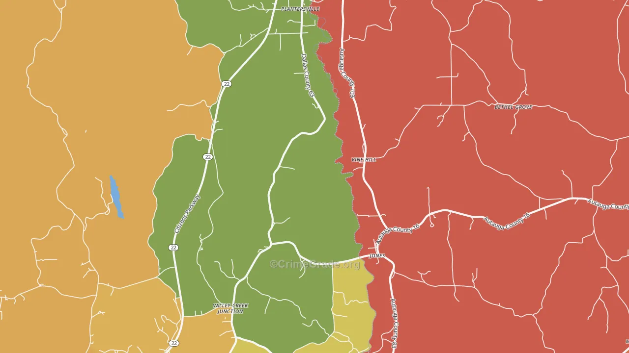 Vine Hill, AL Map of Robbery Rates