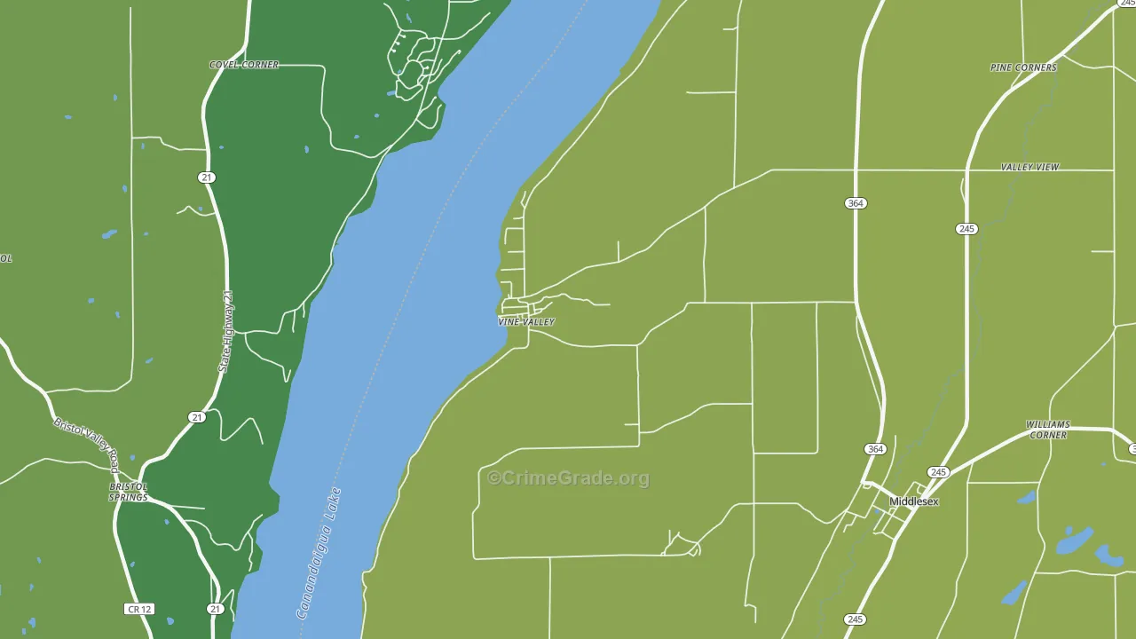Vine Valley, NY Map of Robbery Rates