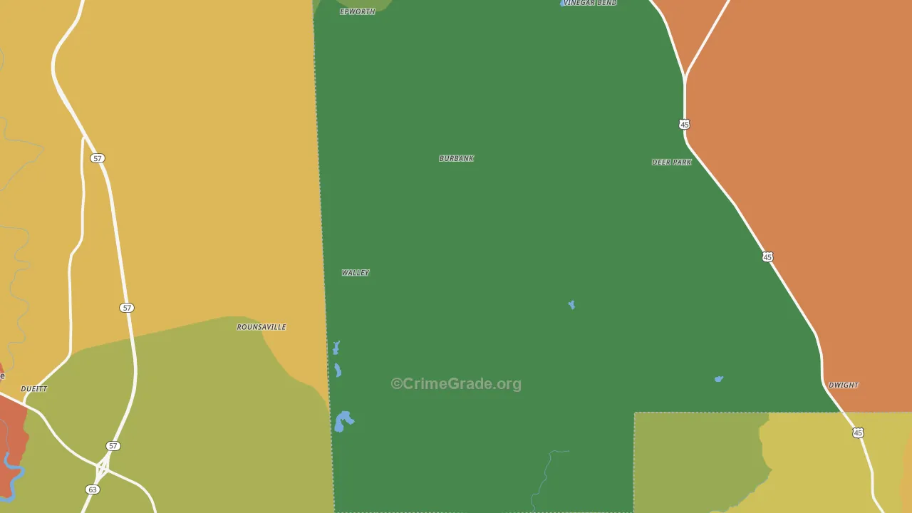 Vinegar Bend, AL Map of Robbery Rates