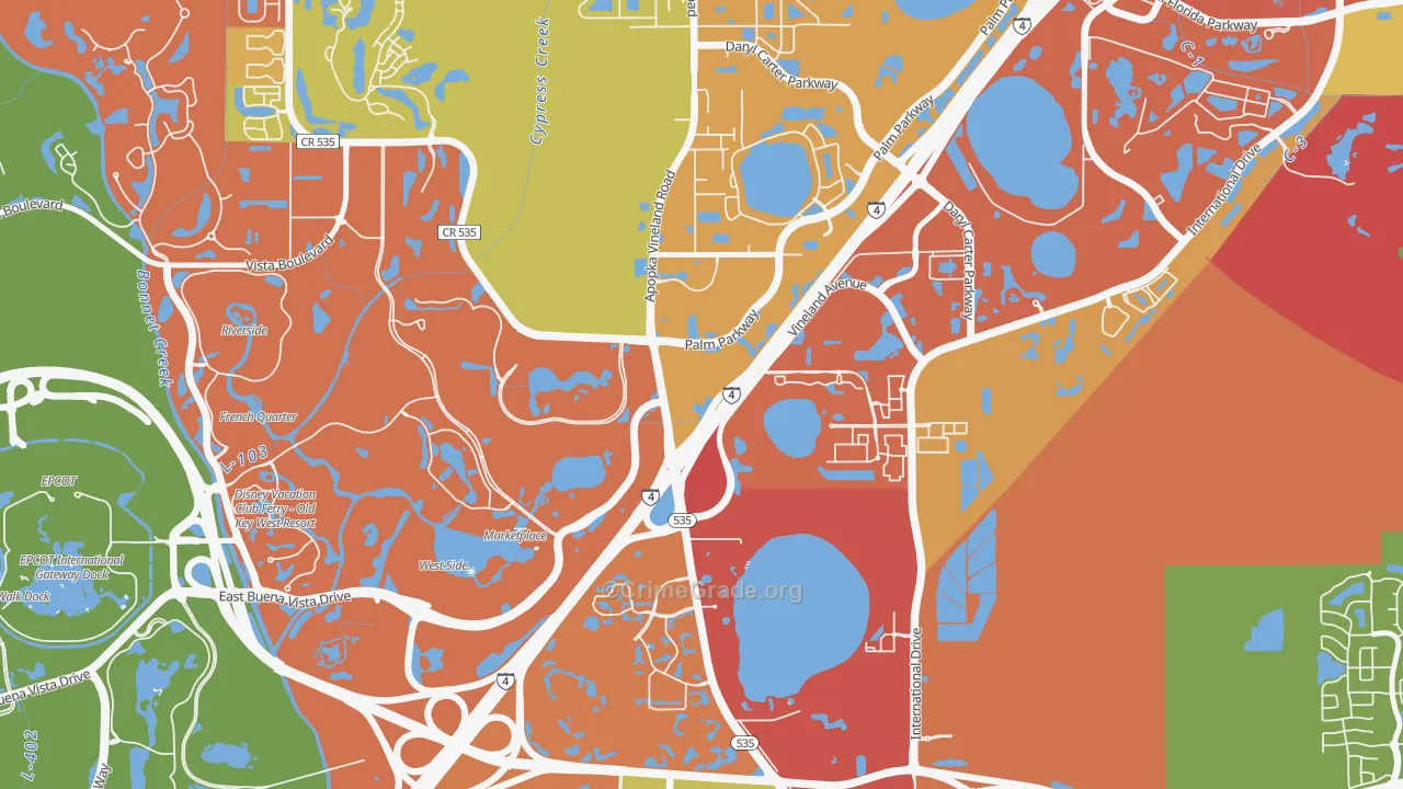 Vineland, FL Map of Robbery Rates