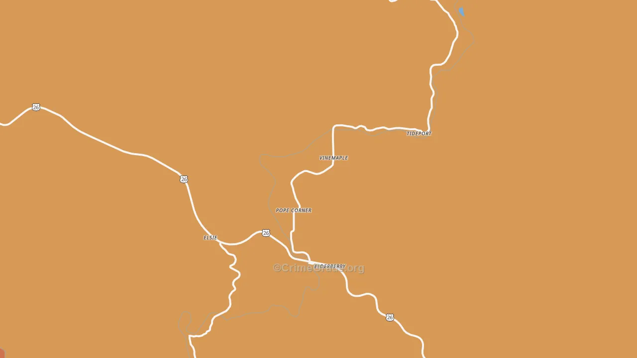 Vinemaple, OR Map of Robbery Rates
