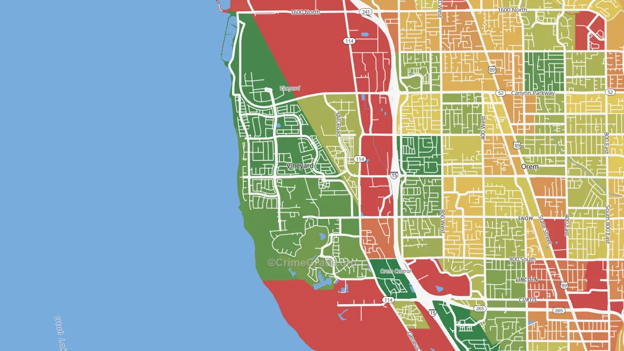 Vineyard, UT Map of Robbery Rates