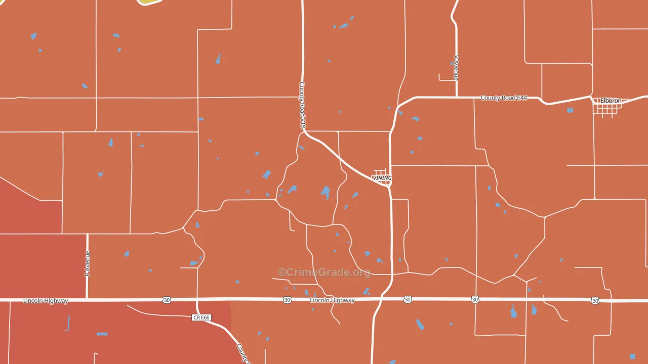 Vining, IA Map of Robbery Rates