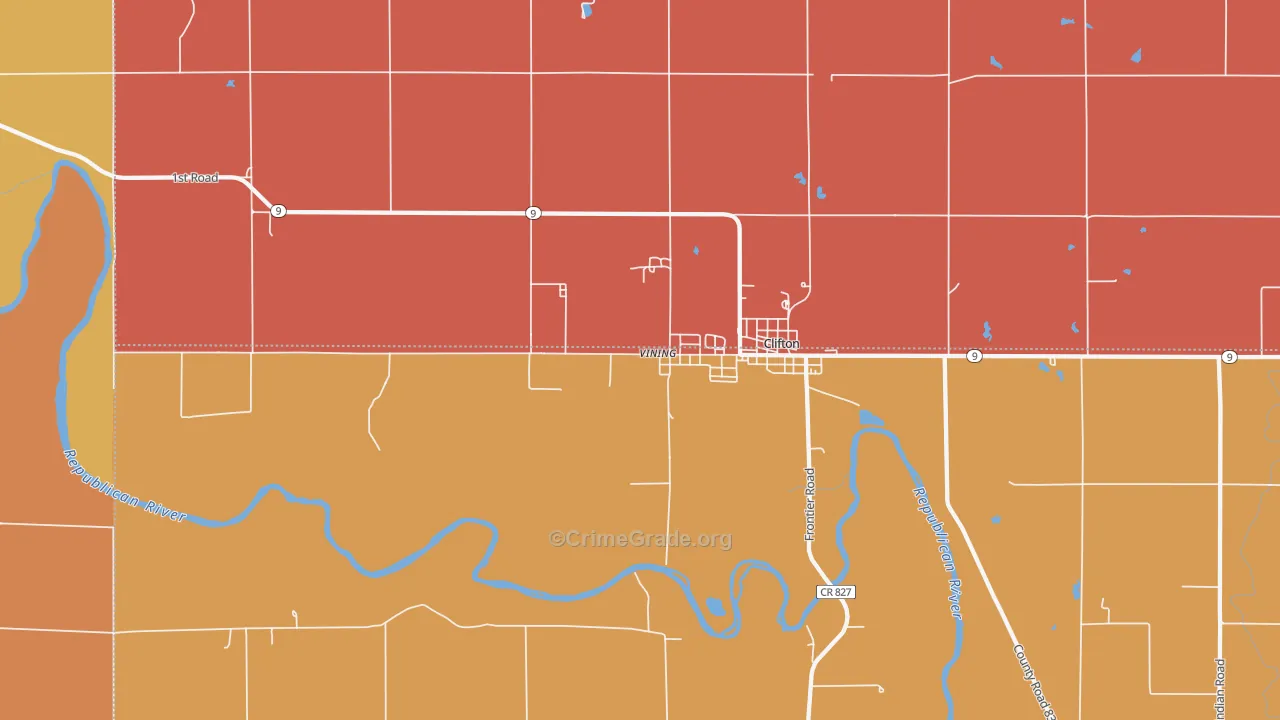 Vining, KS Map of Robbery Rates