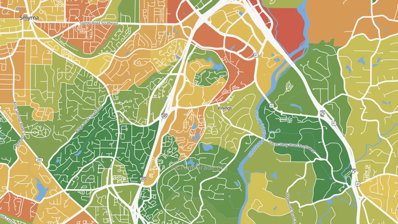 Vinings, GA Map of Robbery Rates