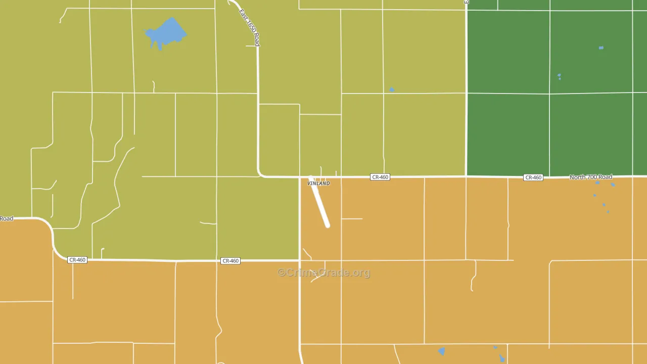 Vinland, KS Map of Robbery Rates