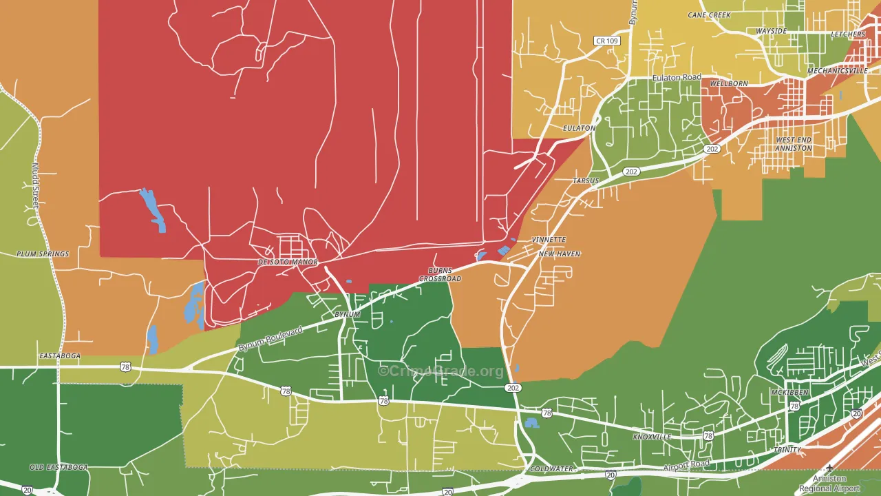 Vinnette, AL Map of Robbery Rates