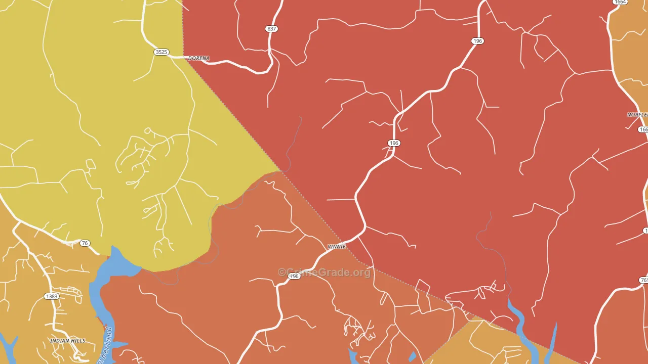 Vinnie, KY Map of Robbery Rates
