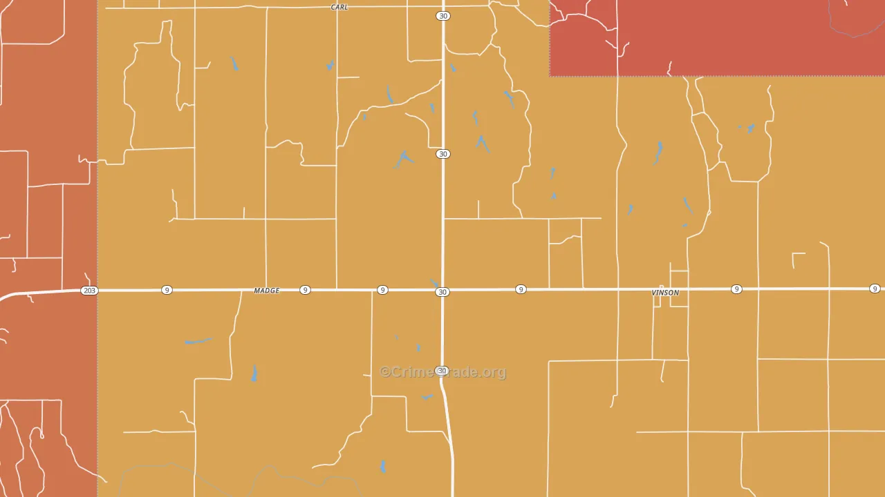 Vinson, OK Map of Robbery Rates
