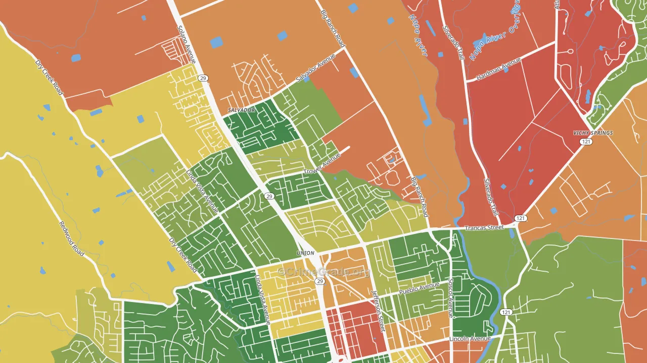 Vintage, Napa, CA Map of Robbery Rates