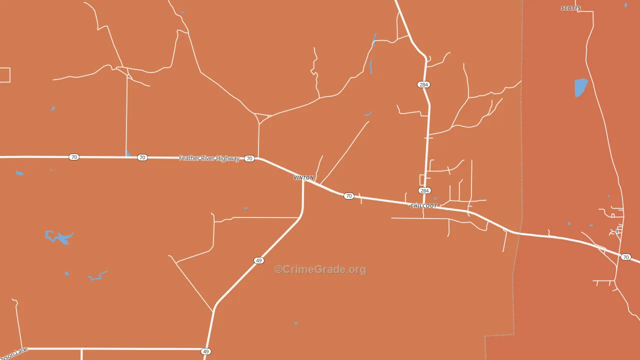 Vinton, CA Map of Robbery Rates