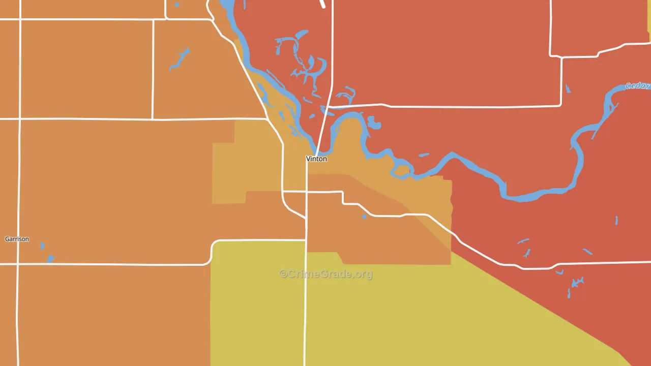 Vinton, IA Map of Robbery Rates