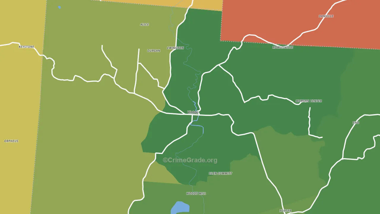 Vinton, OH Map of Robbery Rates