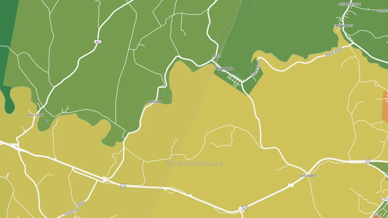 Vintondale, PA Map of Robbery Rates