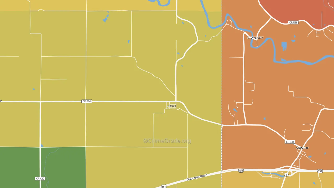 Viola, IA Map of Robbery Rates
