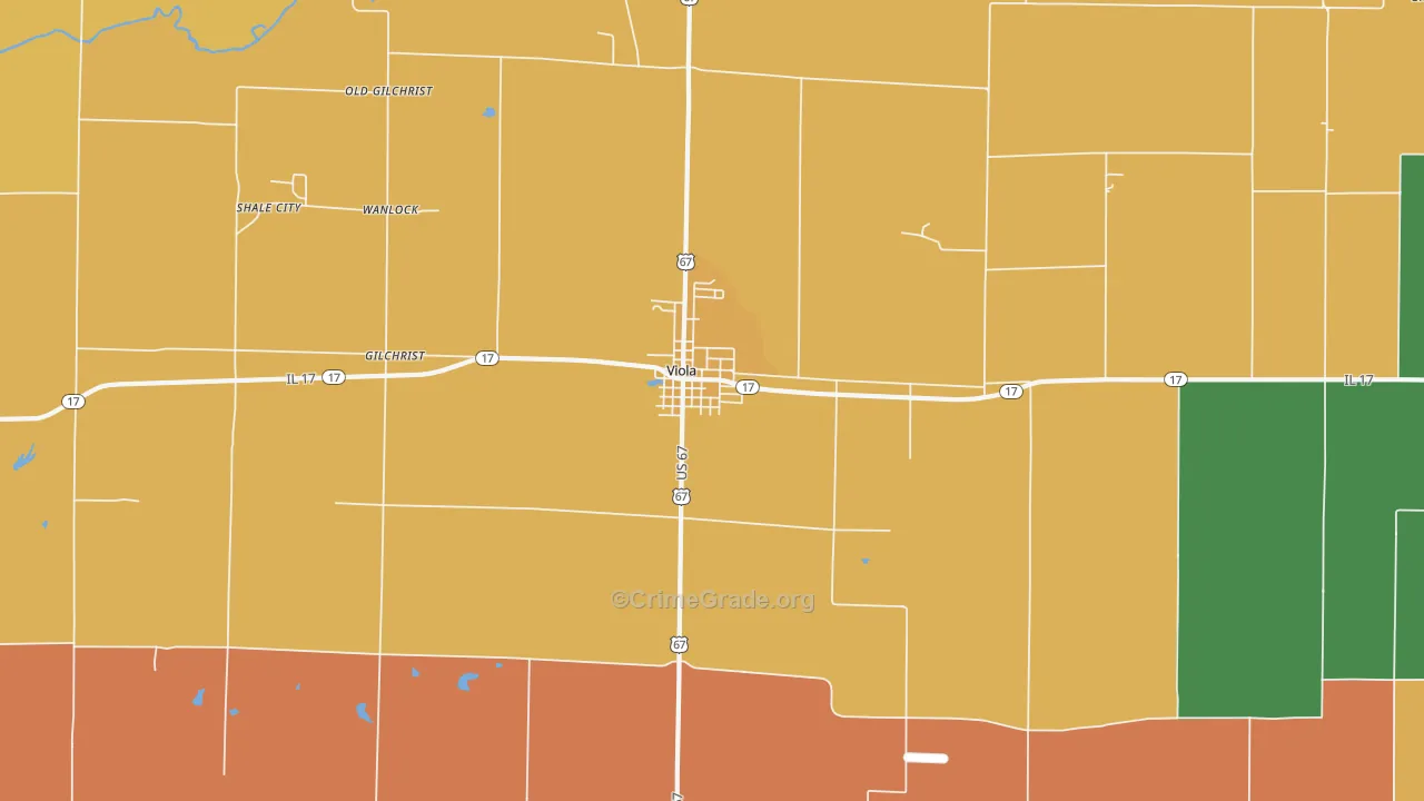 Viola, IL Map of Robbery Rates