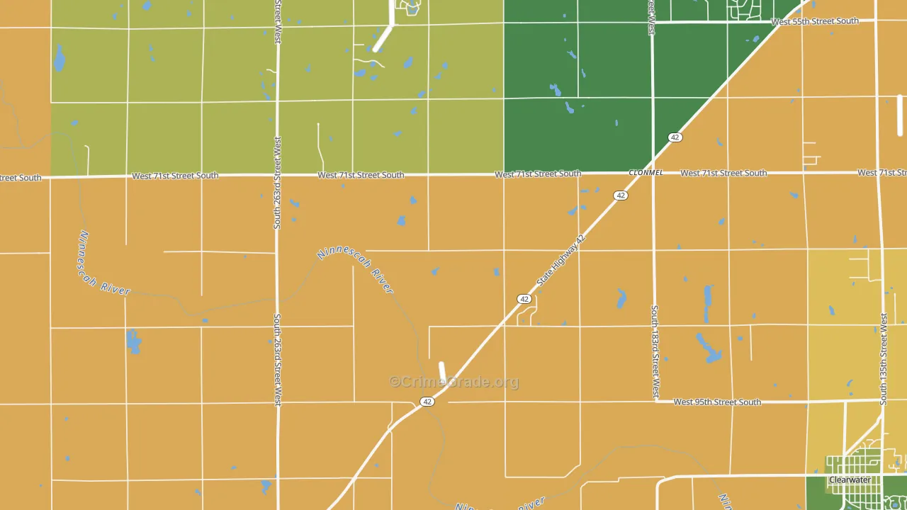 Viola, KS Map of Robbery Rates