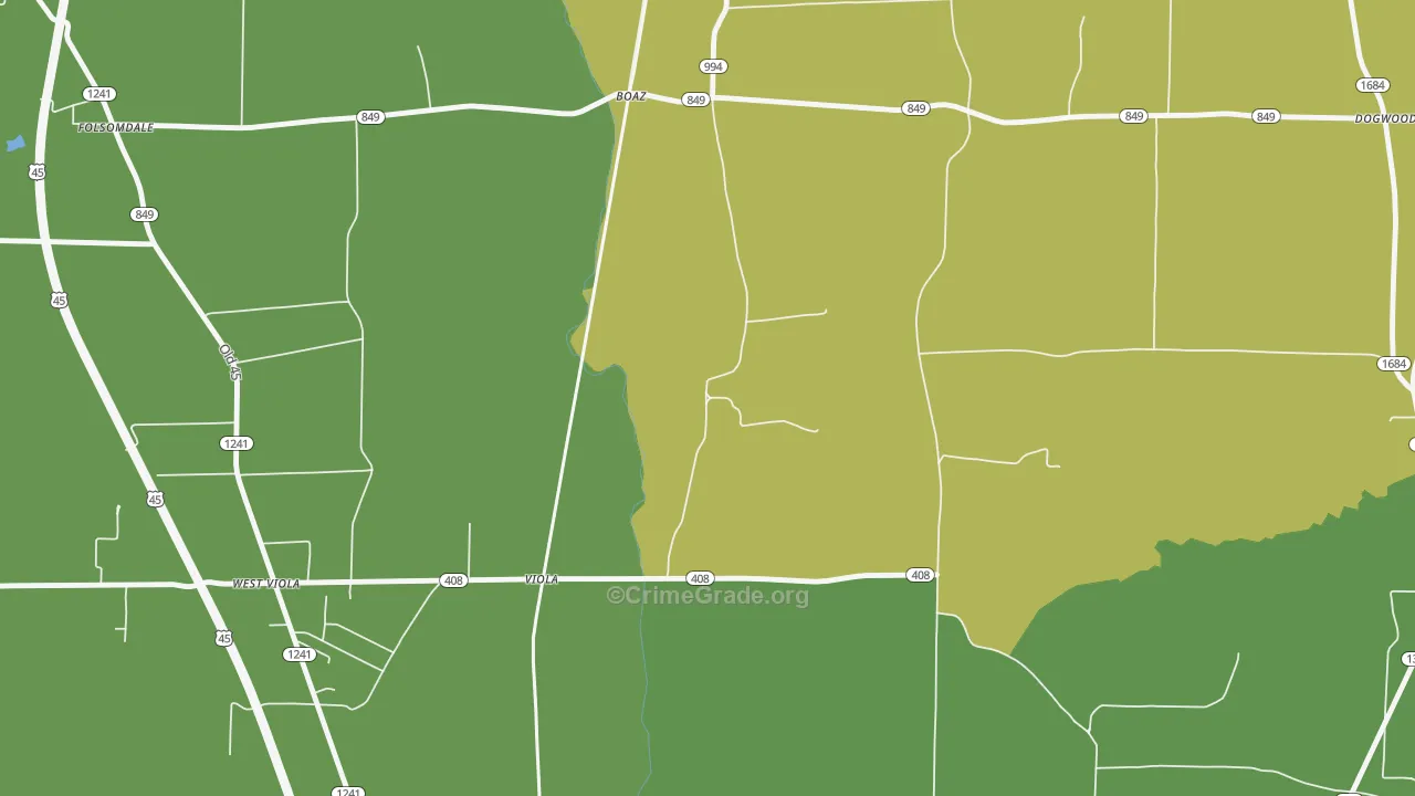 Viola, KY Map of Robbery Rates