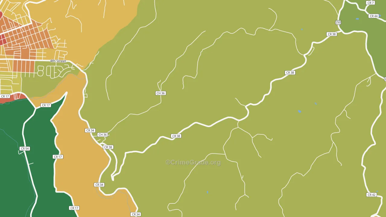 Viola, WV Map of Robbery Rates