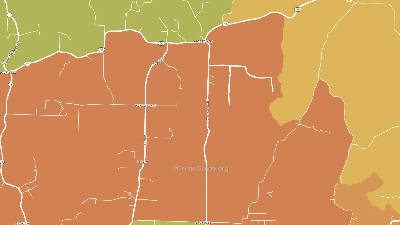 Violet Hill, AR Map of Robbery Rates