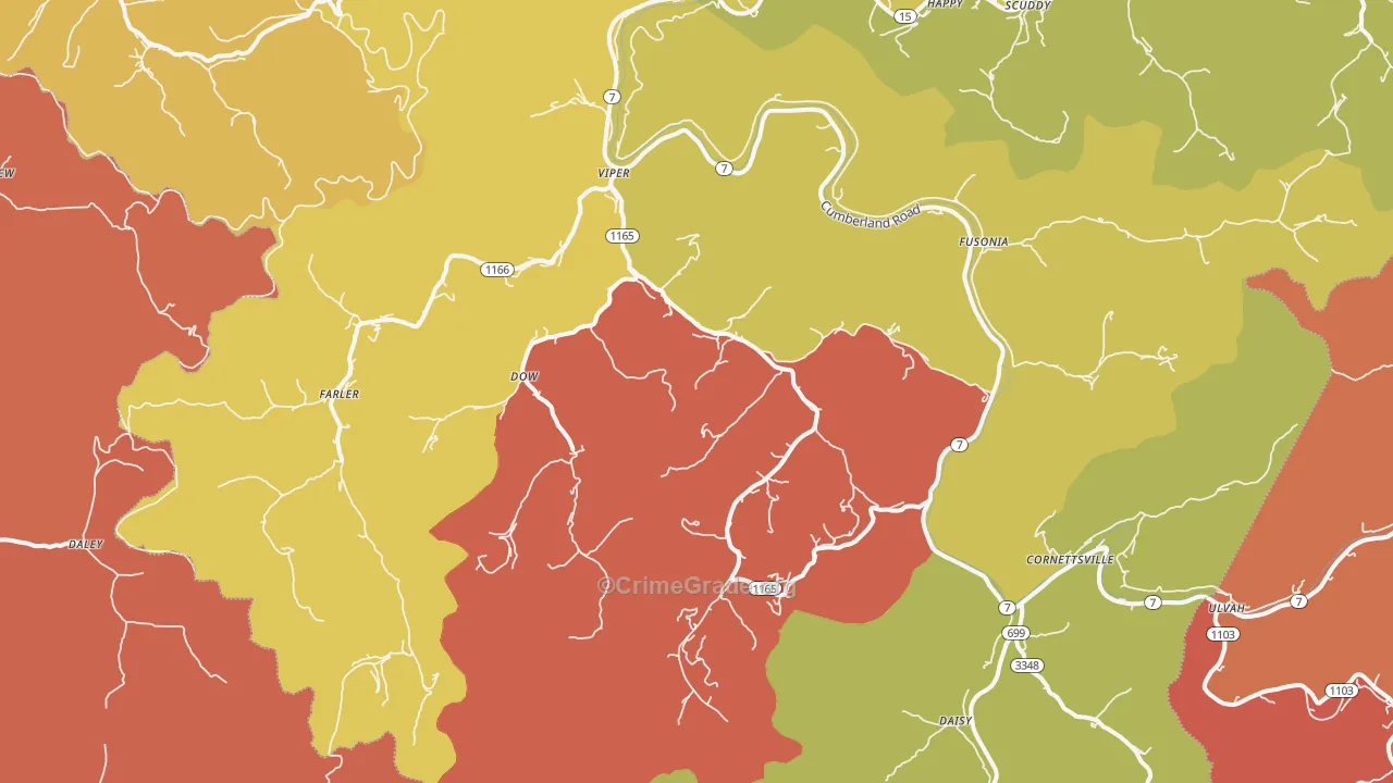 Viper, KY Map of Robbery Rates