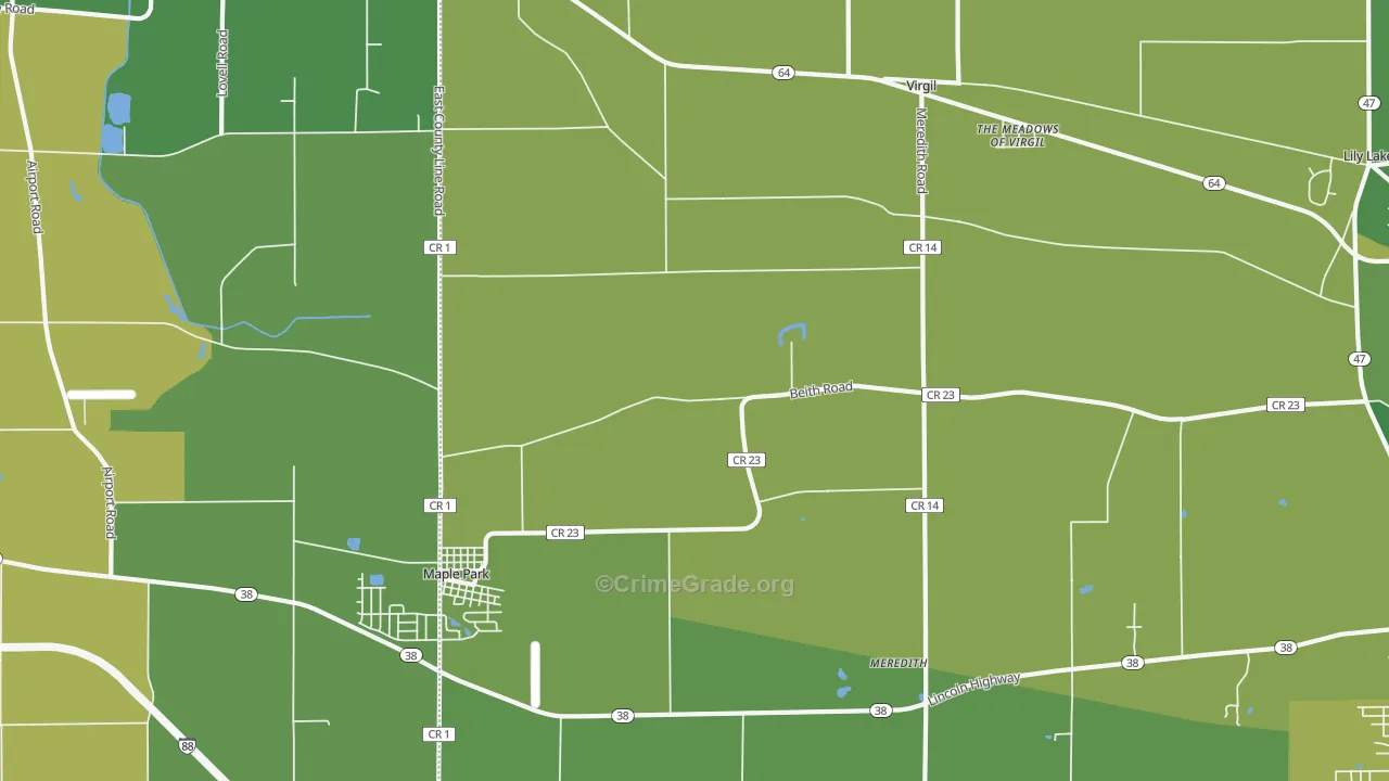 Virgil, IL Map of Robbery Rates