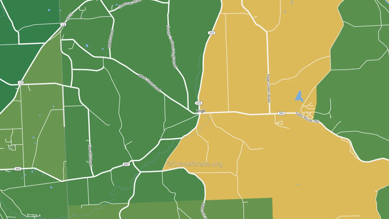Virgil, NY Map of Robbery Rates