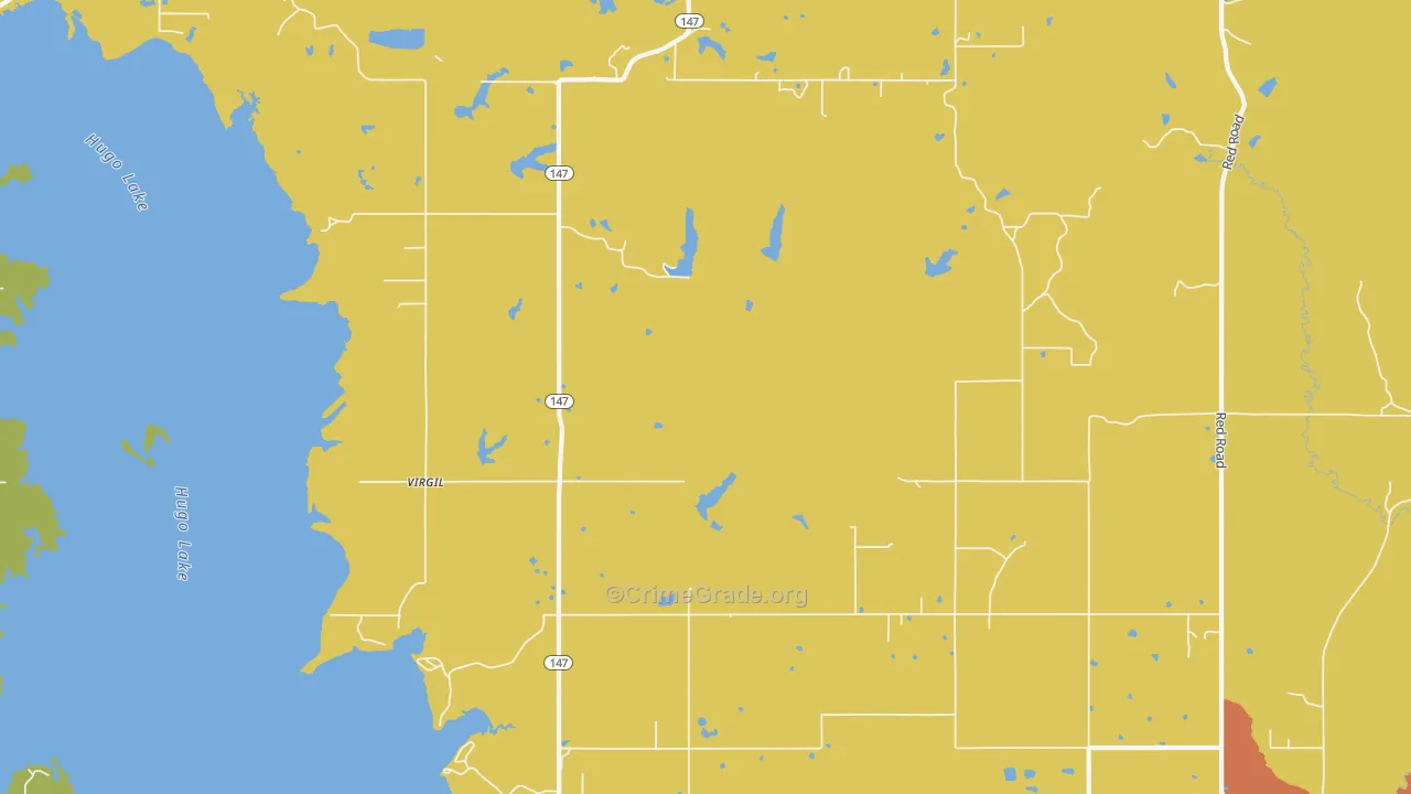 Virgil, OK Map of Robbery Rates