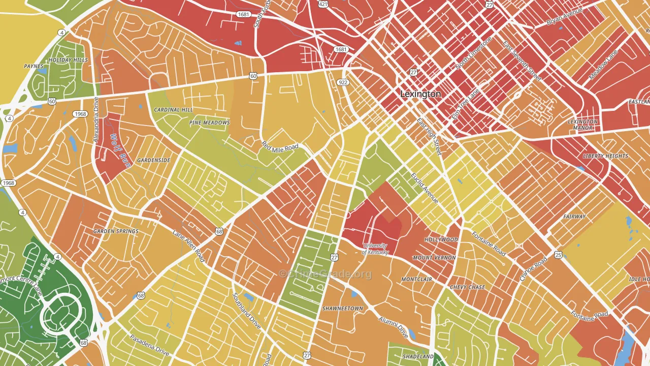 Virginia Ave, Lexington, KY Map of Robbery Rates