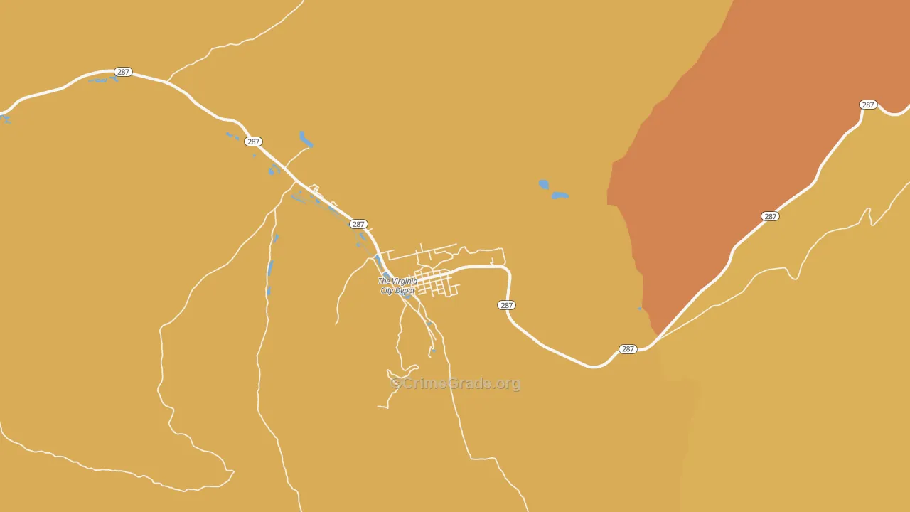 Virginia City, MT Map of Robbery Rates