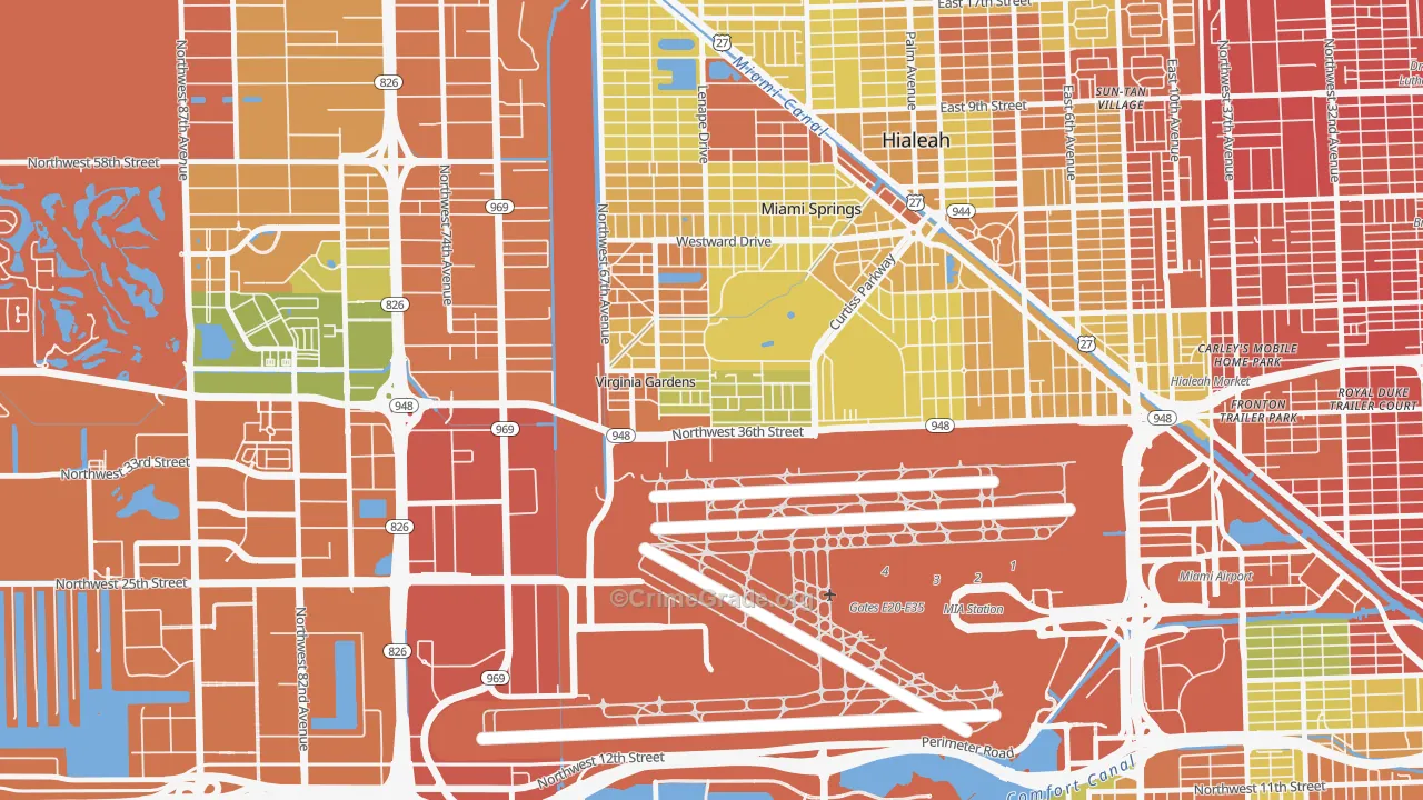 Virginia Gardens, FL Map of Robbery Rates