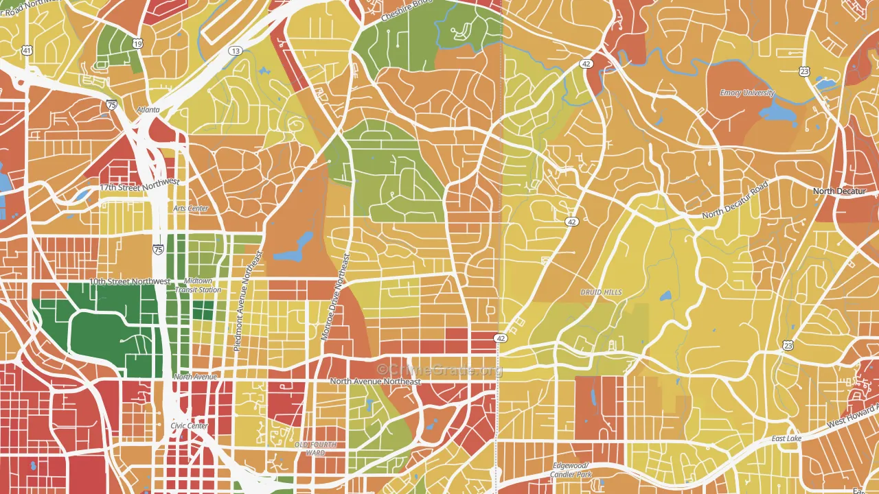 Virginia-Highland, Atlanta, GA Map of Robbery Rates